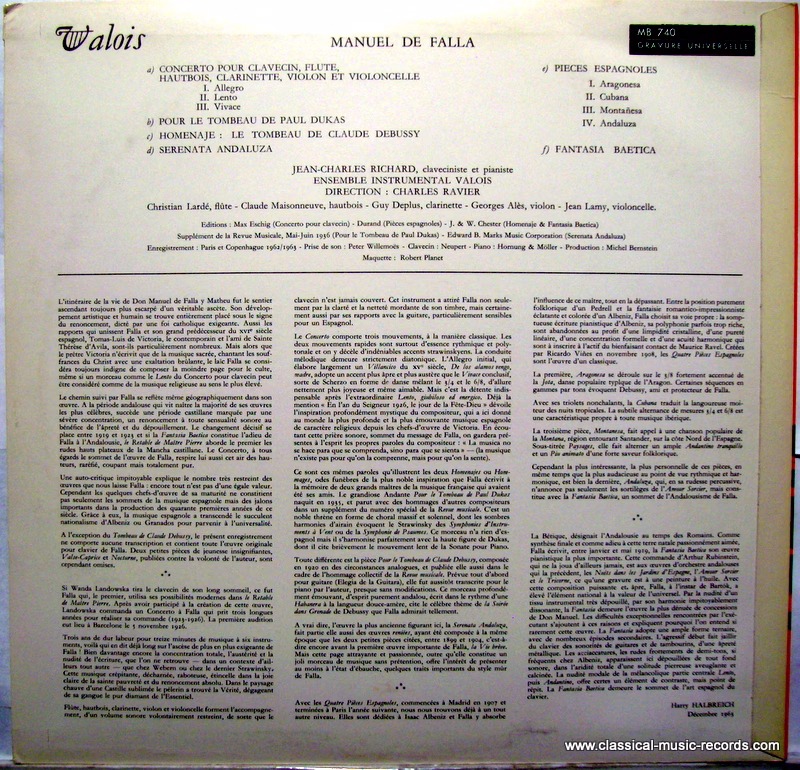 Valois MB 440 - Manuel De Falla, Jean-Charles Richard, Valois In - Image 2