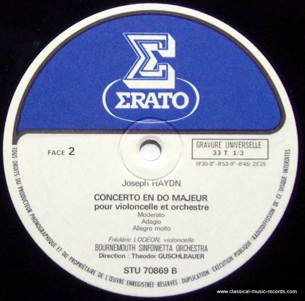Erato STU 70869 - Joseph Haydn, Frédéric Lodéon, Bournemouth Sin - Image 3