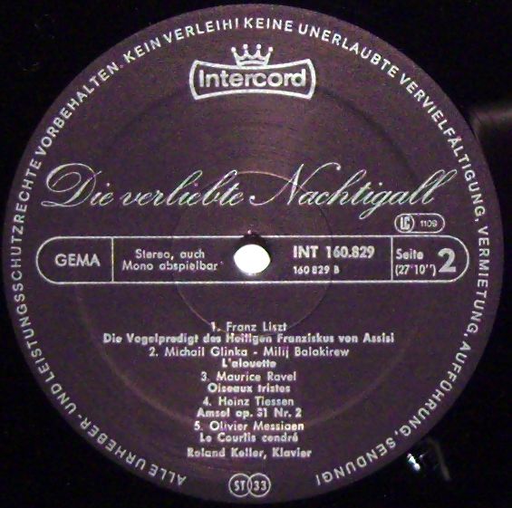 Intercord INT 160.829 - Roland Keller - Die Verliebte Nachtigall - Image 3