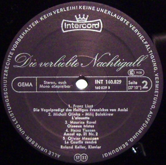 Intercord INT 160.829 - Roland Keller - Die Verliebte Nachtigall - Image 3