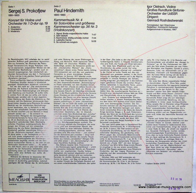 Melodia Eterna 8 26 966 - Sergei Prokofiev, Paul Hindemith, Igor - Image 2