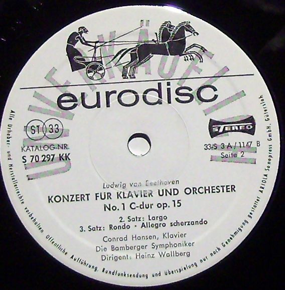 Eurodisc S 70 297 KK - Ludwig van Beethoven, Conrad Hansen, Bamb - Image 3