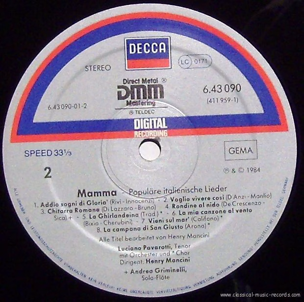 DECCA 6.43090 AZ - Luciano Pavarotti - Mamma - Image 5