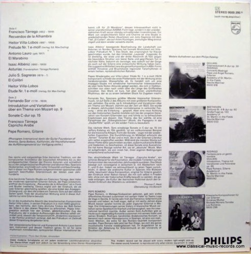 Philips 26 208-9 - Pepe Romero - Berühmte Kompositionen Für Gita - Image 2