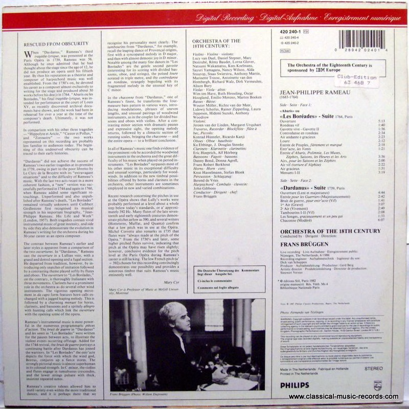 Philips Digital Classics 420 240-1 - Jean-Philippe Rameau, Orche - Image 4