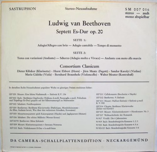 Sastruphon SM 007 016 - Ludwig van Beethoven, Consortium Classic - Image 2