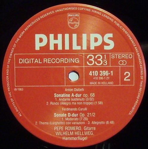 Philips 410 396-1 - Ferdinando Carulli, Anton Diabelli, Pepe Rom - Image 4