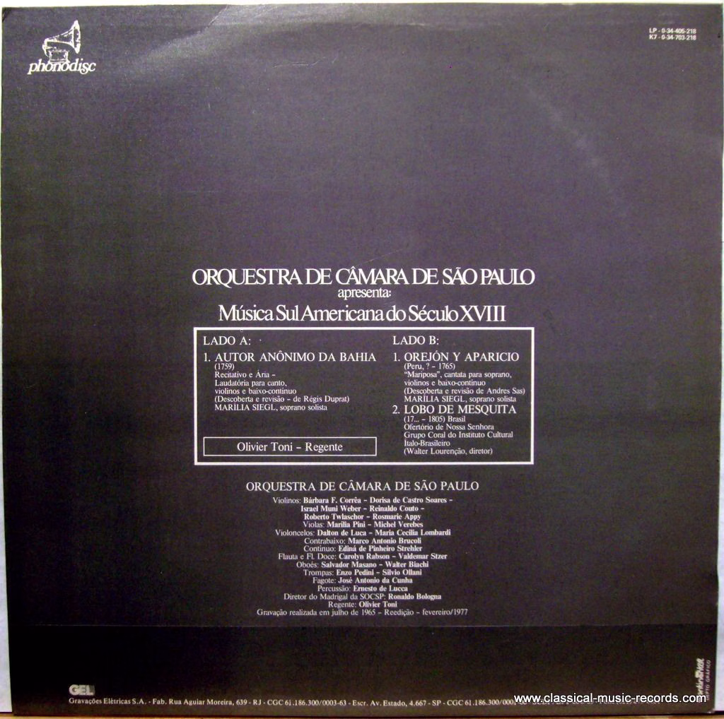 Phonodisc 0-34-703-218 - Orquestra de Câmara De São Paulo - Músi - Image 4