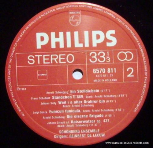 Philips 6570 811 - Arnold Schoenberg, Schönberg Ensemble, Reinbe - Image 3