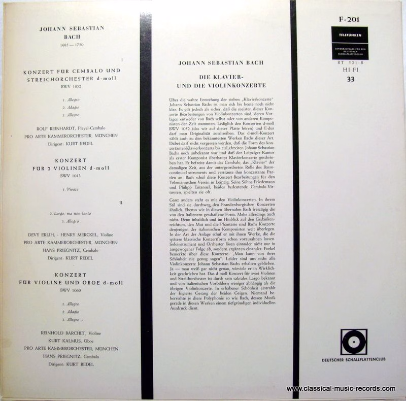Telefunken BT 521 - Johann Sebastian Bach, Orchestre Pro Arte De - Image 4