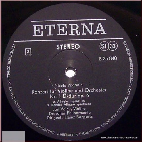 Eterna 8 25 840 - Pablo de Sarasate, Niccolò Paganini, Ion Voicu - Image 4