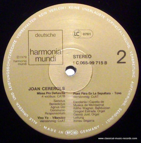 Deutsche Harmonia Mundi 1C 065-99715 - Joan Cererols, Escolania - Image 4