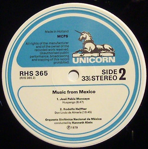 Unicorn Records (3) RHS 365 - Kenneth Klein (2), Orquesta Sinfón - Image 3