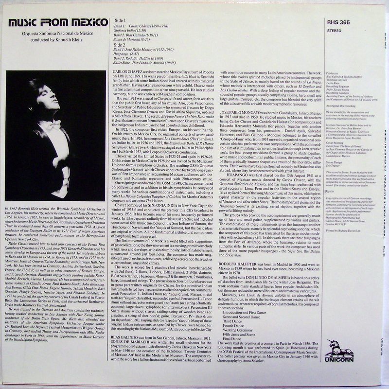 Unicorn Records (3) RHS 365 - Kenneth Klein (2), Orquesta Sinfón - Image 2