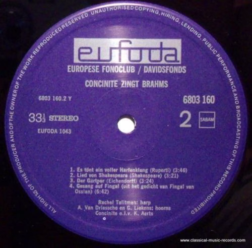 Eufoda 1043 - Chorale Concinite De Louvain, Karel Aerts, Johanne - Image 3