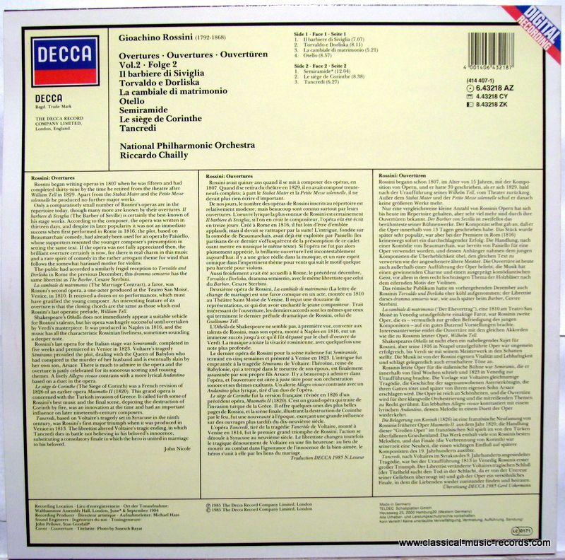 DECCA 414 407-1 - Gioacchino Rossini, National Philharmonic Orch - Image 2