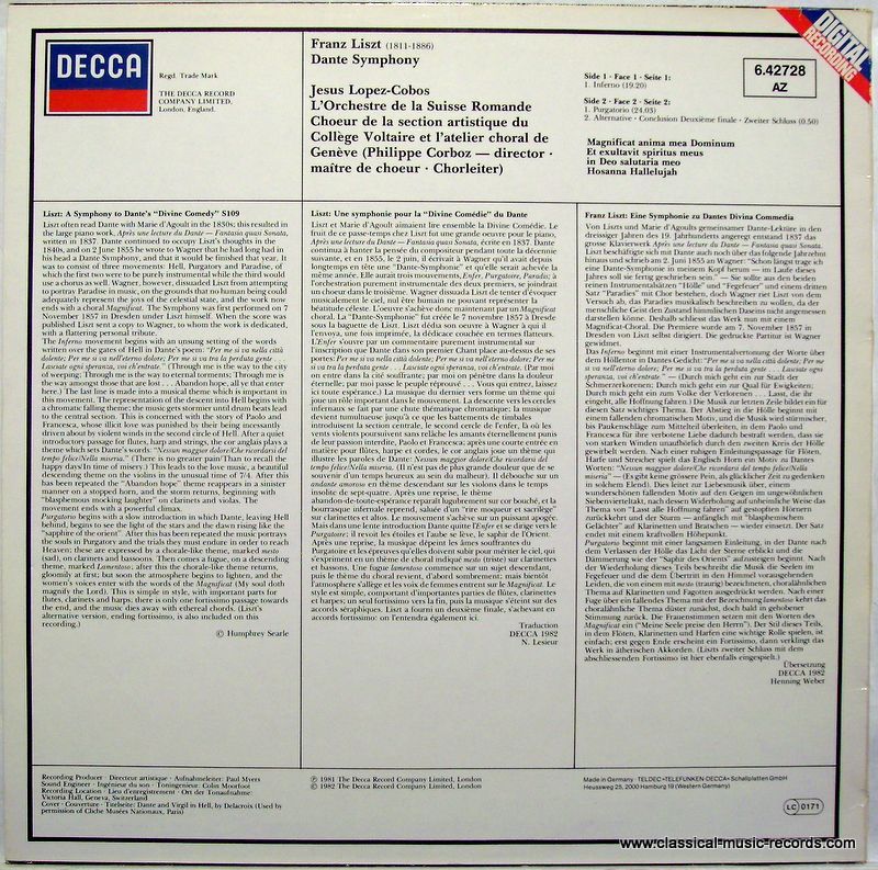 DECCA 6.42728 AZ - Franz Liszt, Jesús López-Cobos, L'Orchestre D - Image 2