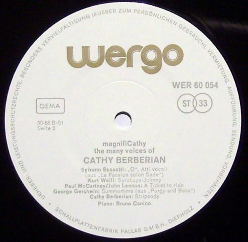 WERGO WER 60054 - Cathy Berberian - MagnifiCathy (The Many Voice - Image 3