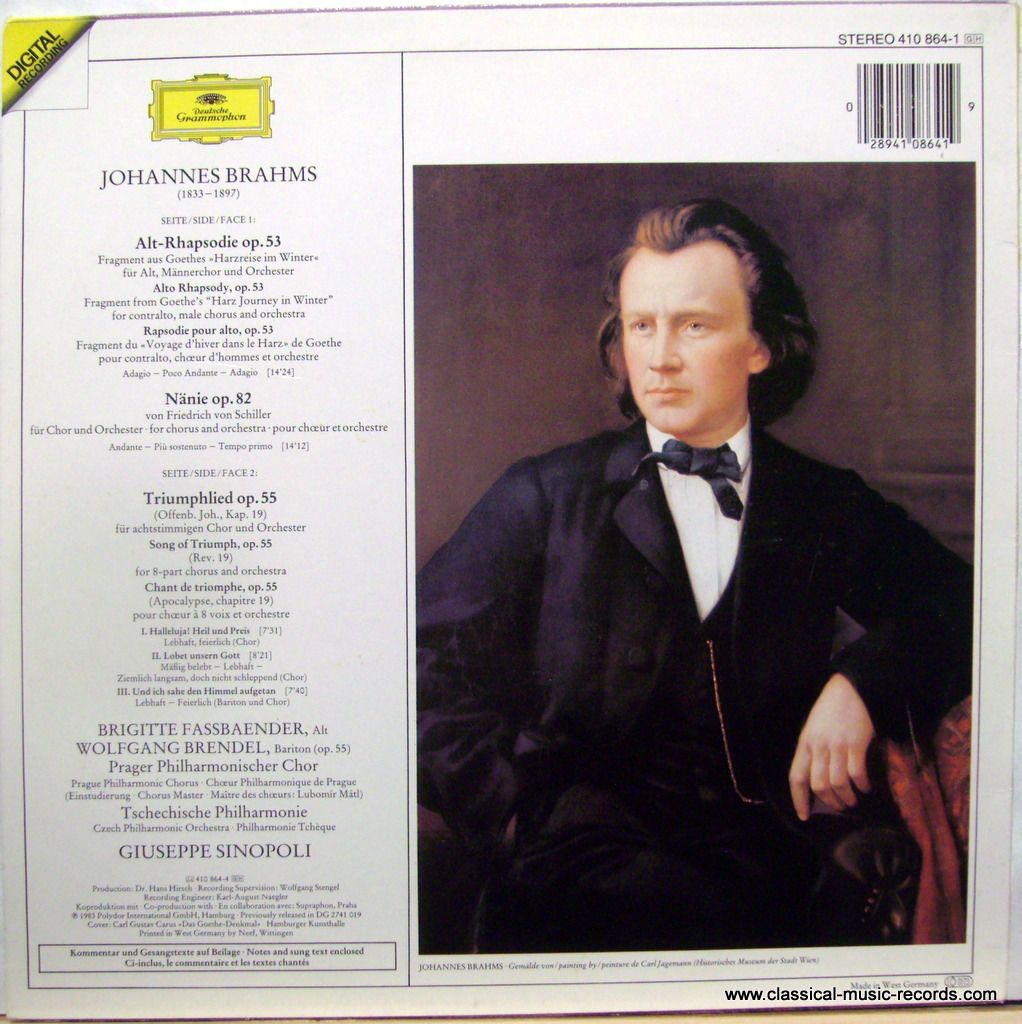 Deutsche Grammophon 410 864-1 - Johannes Brahms, Brigitte Fassba - Image 2