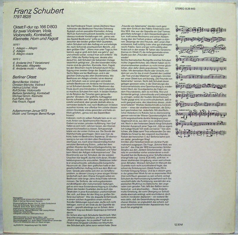 Eterna 8 26 443 - Franz Schubert, Berliner Oktett - Oktett F-dur - Image 5
