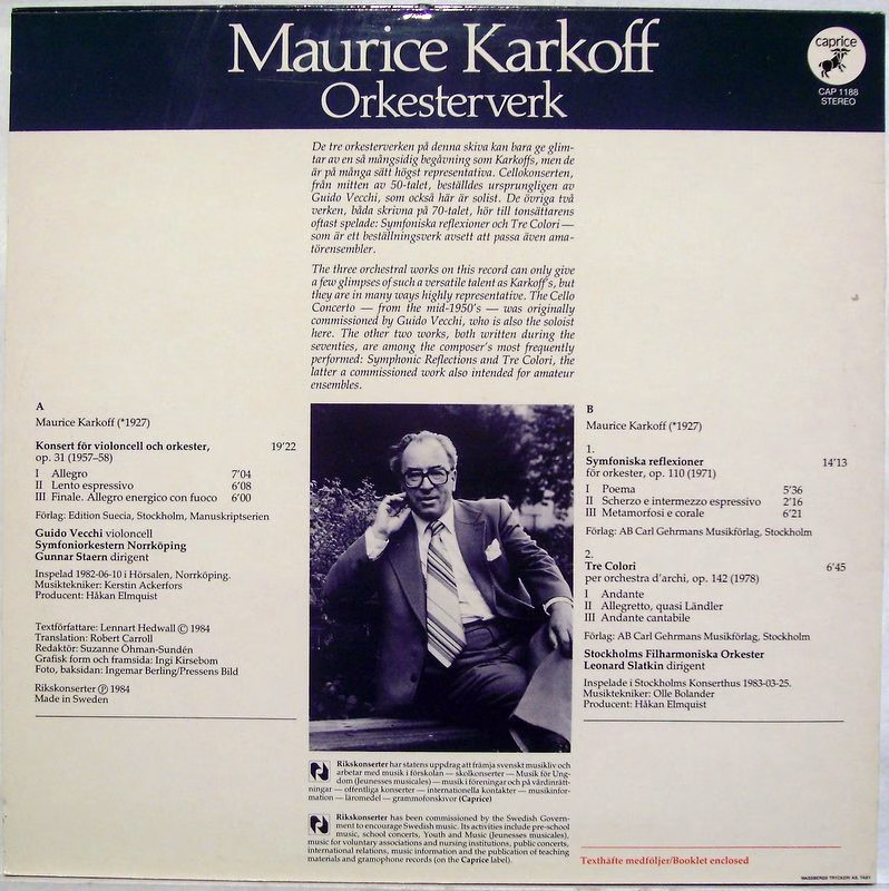 CAPRICE CAP 1188 - Maurice Karkoff, Guido Vecchi, Norrköping Sym - Image 2