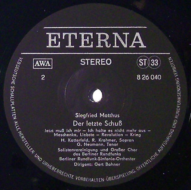 Eterna 8 26 040 - Siegfried Matthus - Der Letzte Schuss (Opernqu - Image 5