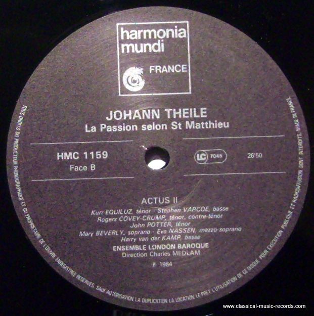 Harmonia Mundi HMC 1159 - Johann Theile, Charles Medlam, London - Image 4