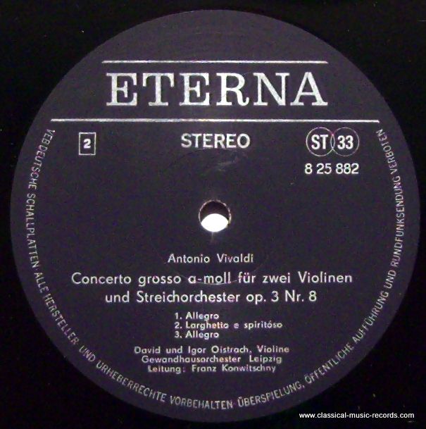 Eterna 8 25 882 - Johann Sebastian Bach, Antonio Vivaldi, David - Image 4