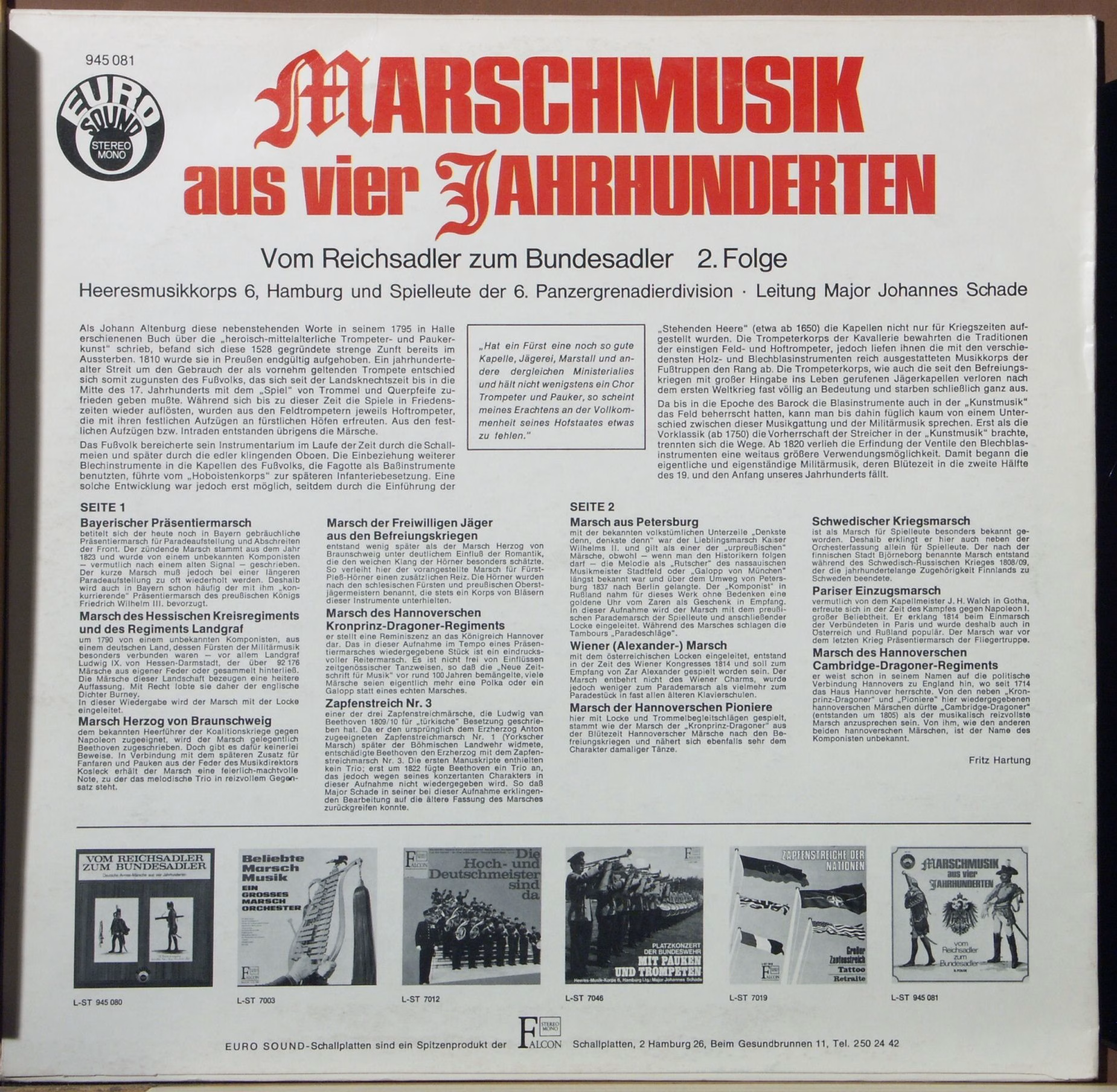 Euro Sound 945 081 - Heeresmusikkorps 6, Hamburg, Spielleute Der - Image 2
