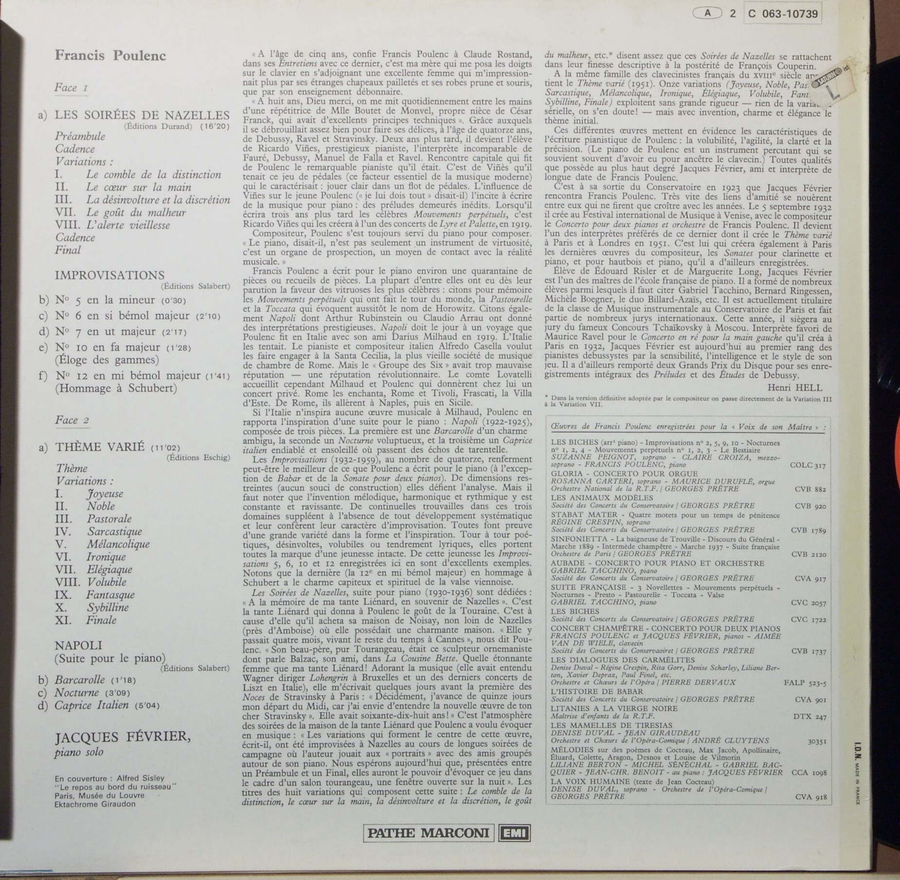 La Voix De Son Maître 2 C 063-10739 - Francis Poulenc, Jacques F - Image 2