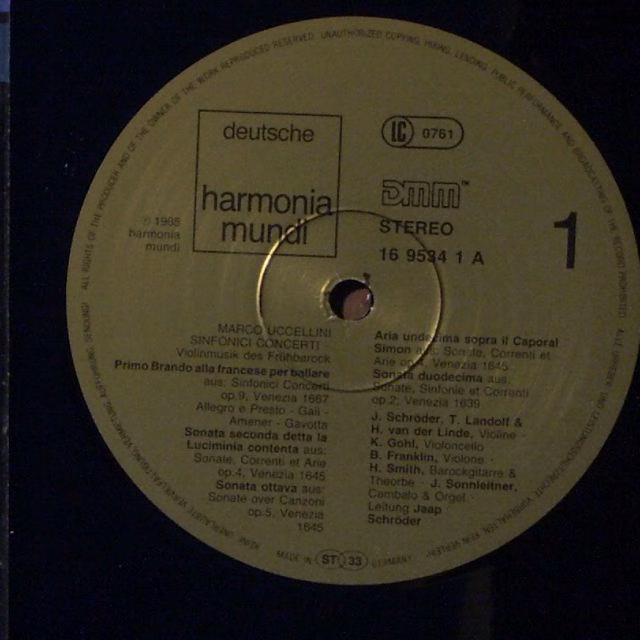 Deutsche Harmonia Mundi 1C 065 16 9534 1 - Marco Uccellini - Sin - Image 3