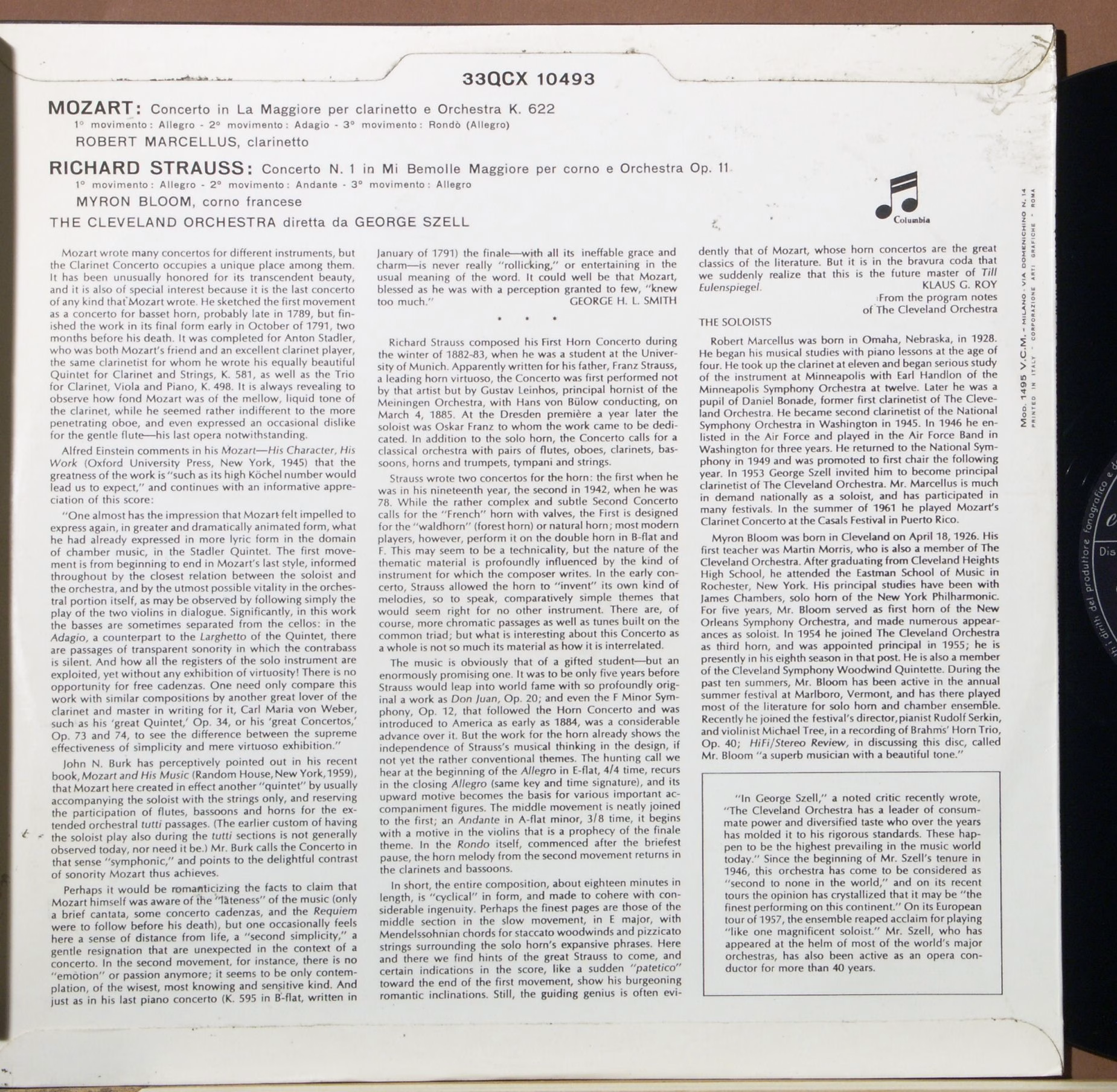 Epic LC 3841 - George Szell, The Cleveland Orchestra, Wolfgang A - Image 2