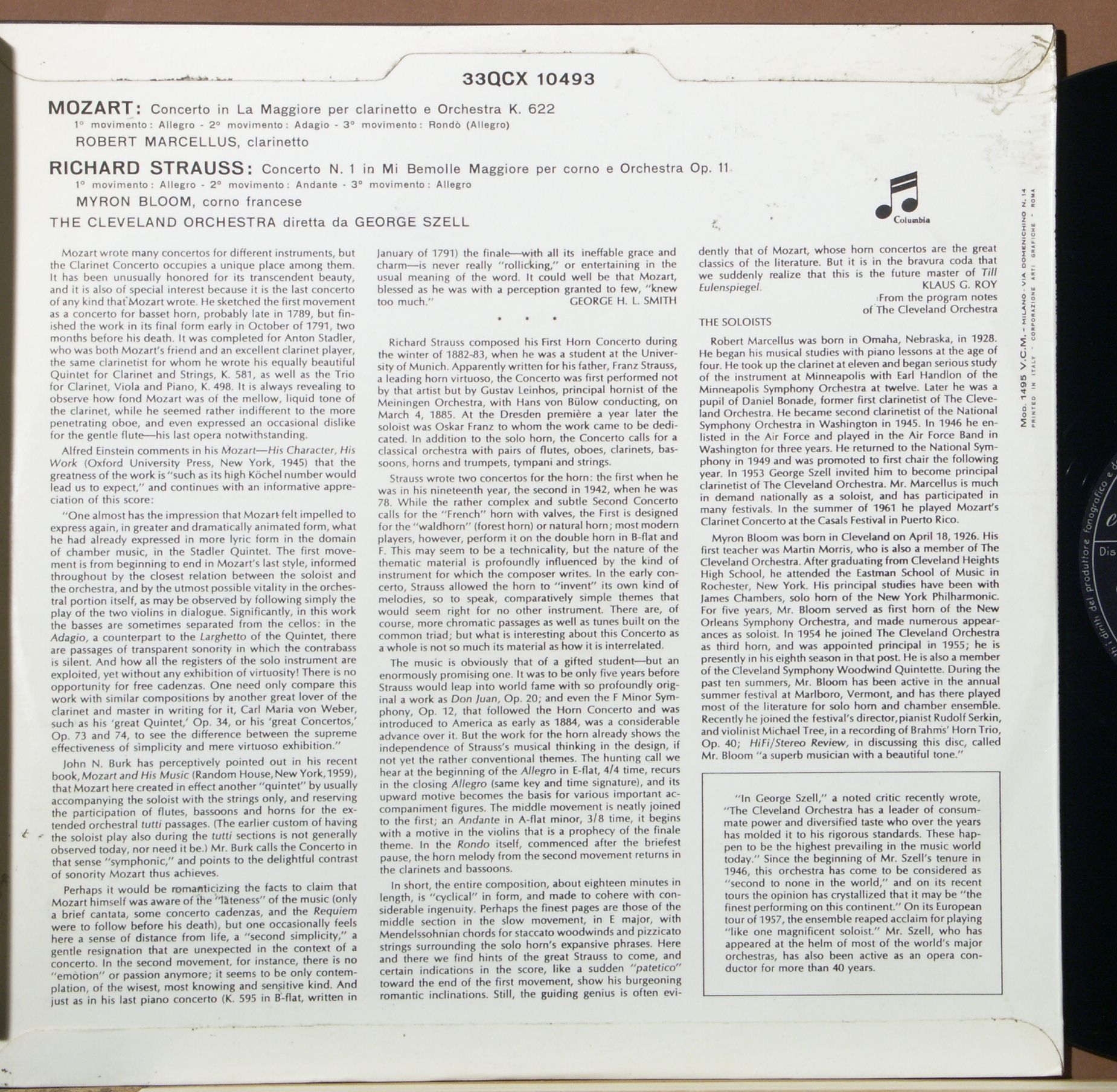 Epic LC 3841 - George Szell, The Cleveland Orchestra, Wolfgang A - Image 2