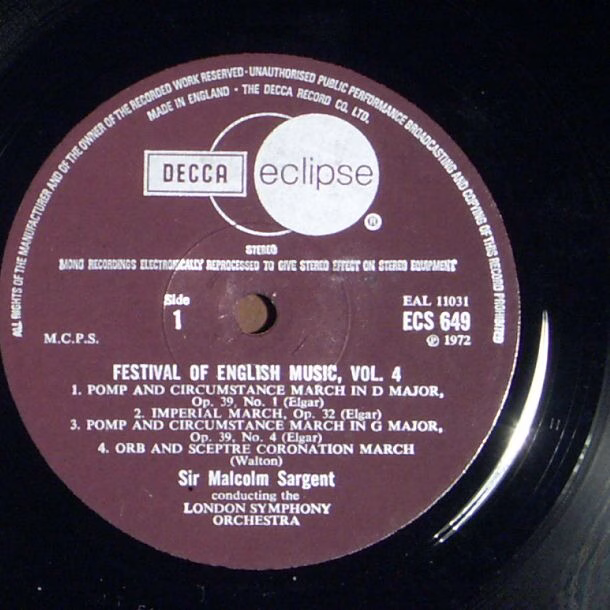 DECCA ECS 649 - Sir Edward Elgar, Arnold Bax, Sir William Walton - Image 3
