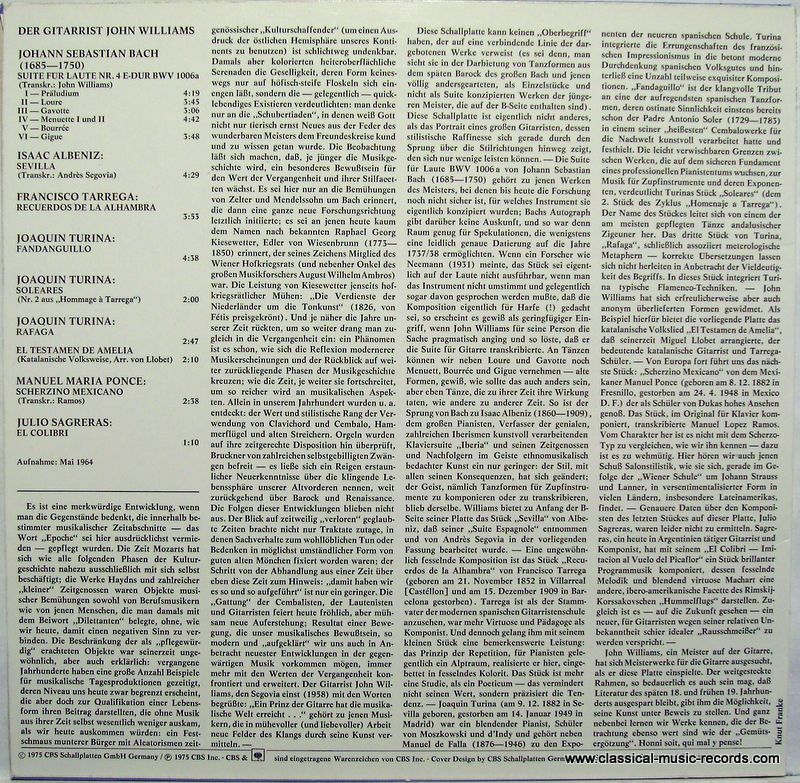 CBS 61 594 - John Williams (7) - Der Gitarrist John Williams - Image 2