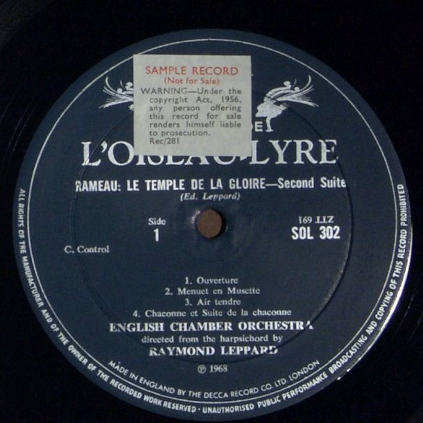 L'Oiseau-Lyre SOL 302 - Jean-Philippe Rameau, André Campra, Engl - Image 2