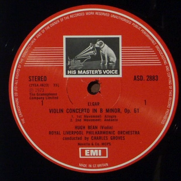 His Master's Voice ASD 2883 - Sir Edward Elgar, Hugh Bean, Royal - Image 3