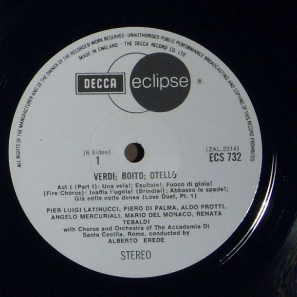 DECCA ECS 732 - Giuseppe Verdi, Renata Tebaldi, Mario del Monaco - Image 3