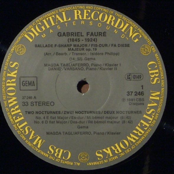 CBS Masterworks IM 37246 - Magda Tagliaferro, Daniel Varsano, Ga - Image 3