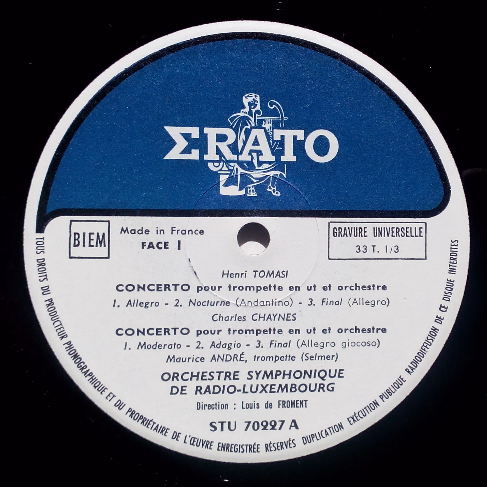 Erato STE 50227 - Henri Tomasi, Charles Chaynes - 2 Concertos Po - Image 3