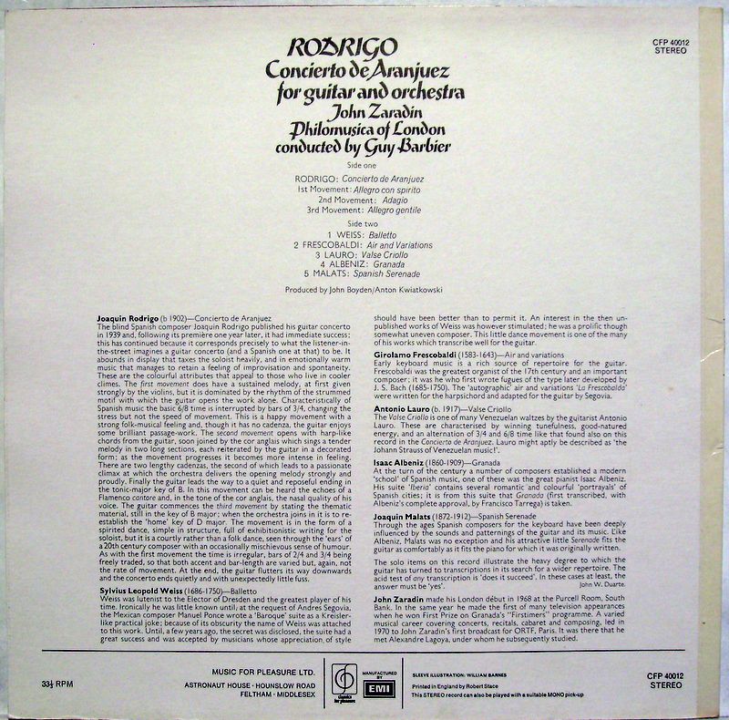 Classics For Pleasure CFP 40012 - Joaquín Rodrigo, John Zaradin, - Image 2