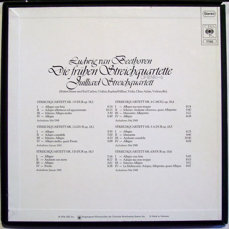 CBS 77362 - Ludwig van Beethoven, Juilliard String Quartet - Die - Image 2