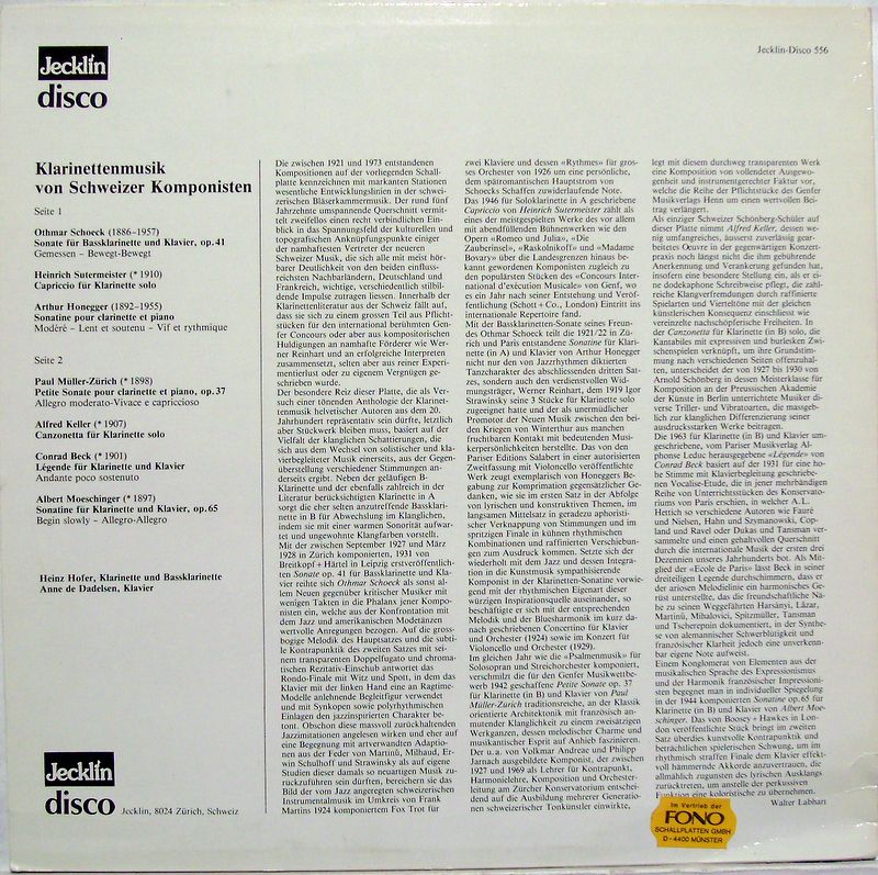 Jecklin-Disco Disco 556 - Heinz Hofer (3), Anne de Dadelsen - Kl - Image 2