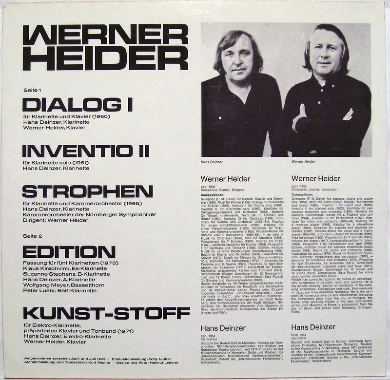 Colosseum Colos SM 552 - Werner Heider - Musik Für Klarinette - Image 3