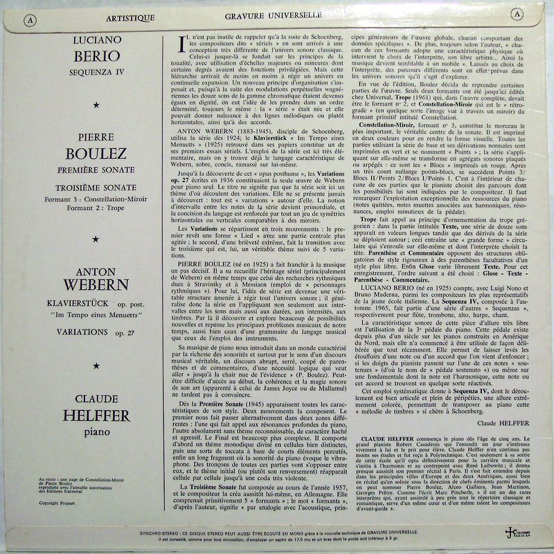 Guilde Internationale Du Disque SMS 2590 - Luciano Berio, Pierre - Image 3