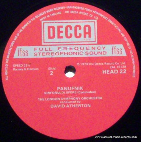 DECCA HEAD 22 - Andrzej Panufnik, London Symphony Orchestra, Dav - Image 4