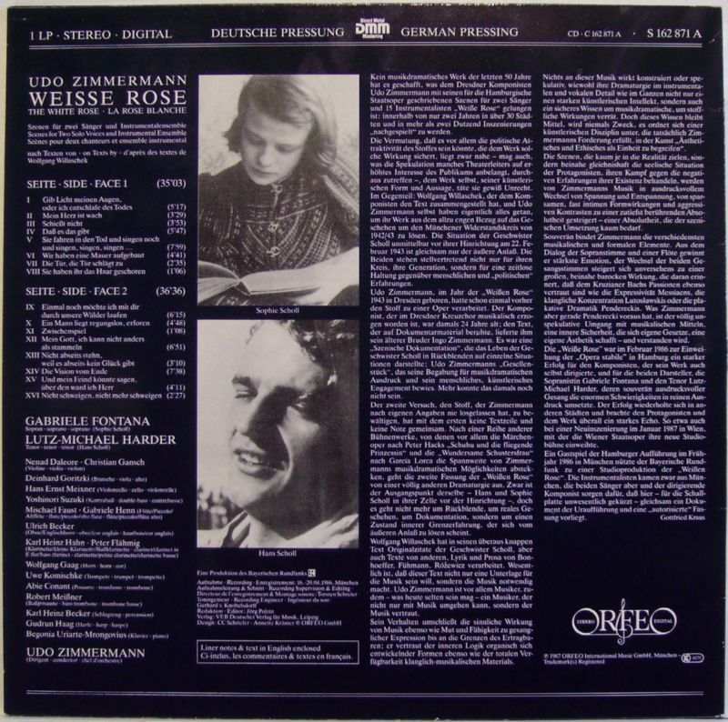 Orfeo (2) S 162 871 A - Udo Zimmermann, Gabriele Fontana, Lutz-M - Image 2