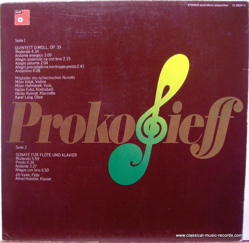 BASF 15 29037-5 - Sergei Prokofiev - Quintett D-moll Op. 39; Son - Image 2