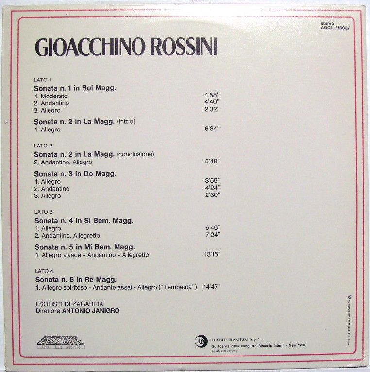 Ricordi AOCL 216007 - Gioacchino Rossini, Zagrebački Solisti, An - Image 2