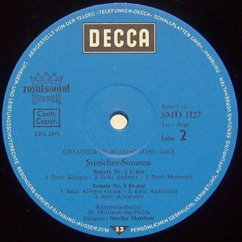 DECCA SMD 1127 - Gioacchino Rossini, The Academy Of St. Martin-i - Image 3